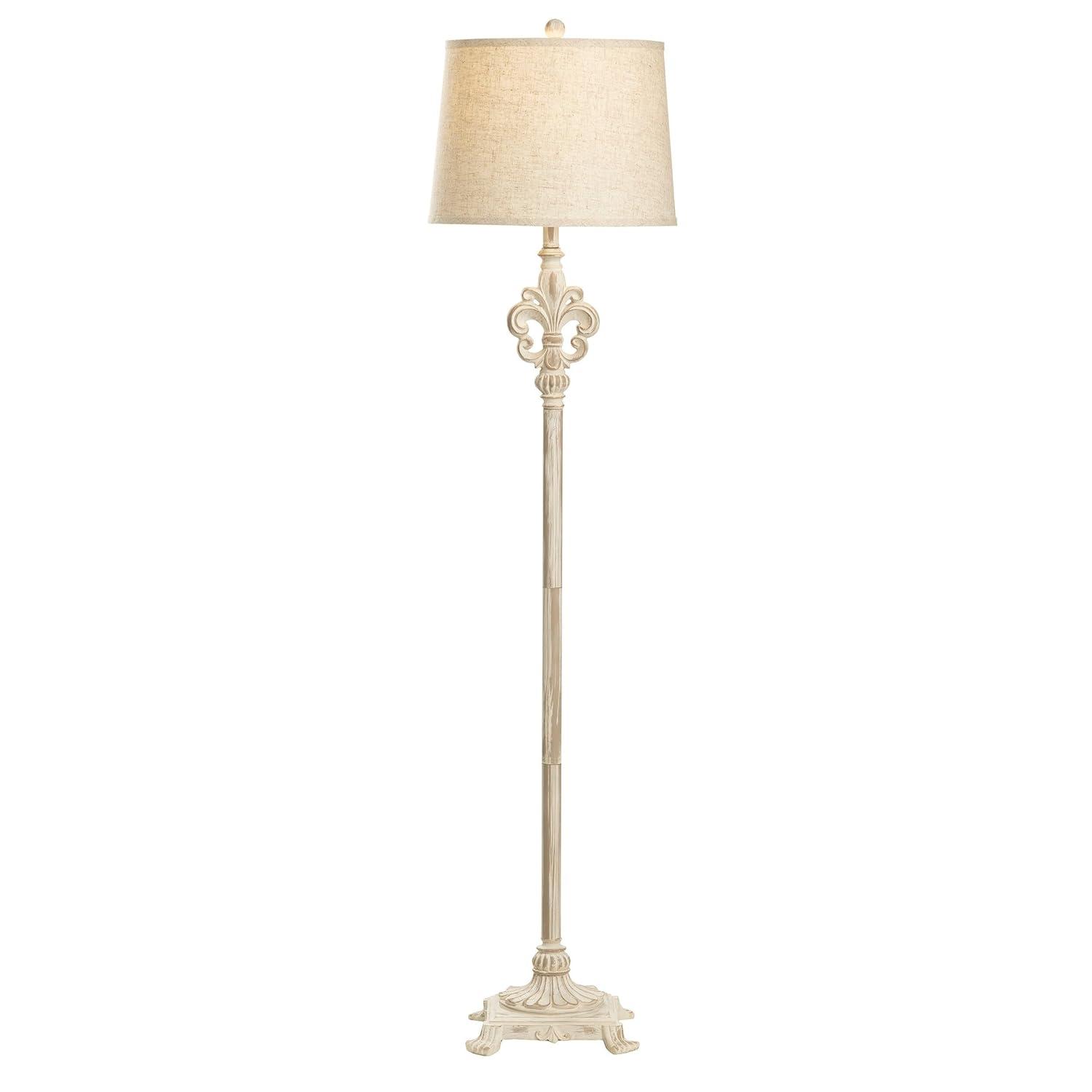 Chandler 62.5" White Polyresin Floor Lamp with Linen Shade