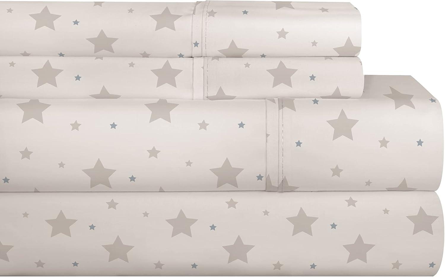 Pointehaven Stardance 200 Thread Count Printed Cotton Percale 3 pc Sheet Set, Twin Extra Long