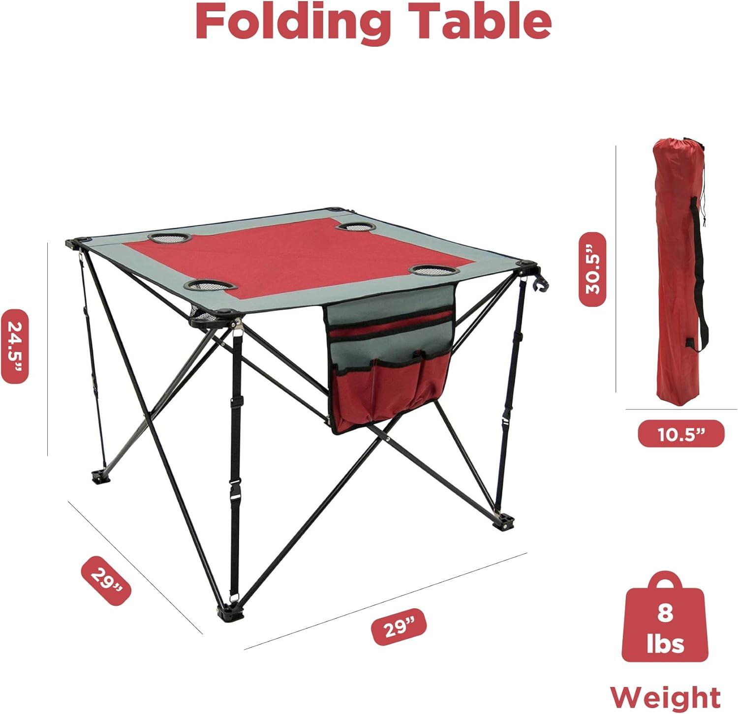 Creative Outdoor Folding Portable Wine Table for Outdoor Events, Camping, Garden Party, Red