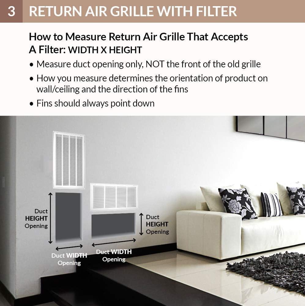 14x14 White Steel Return Air Filter Grille with Fixed Hinges