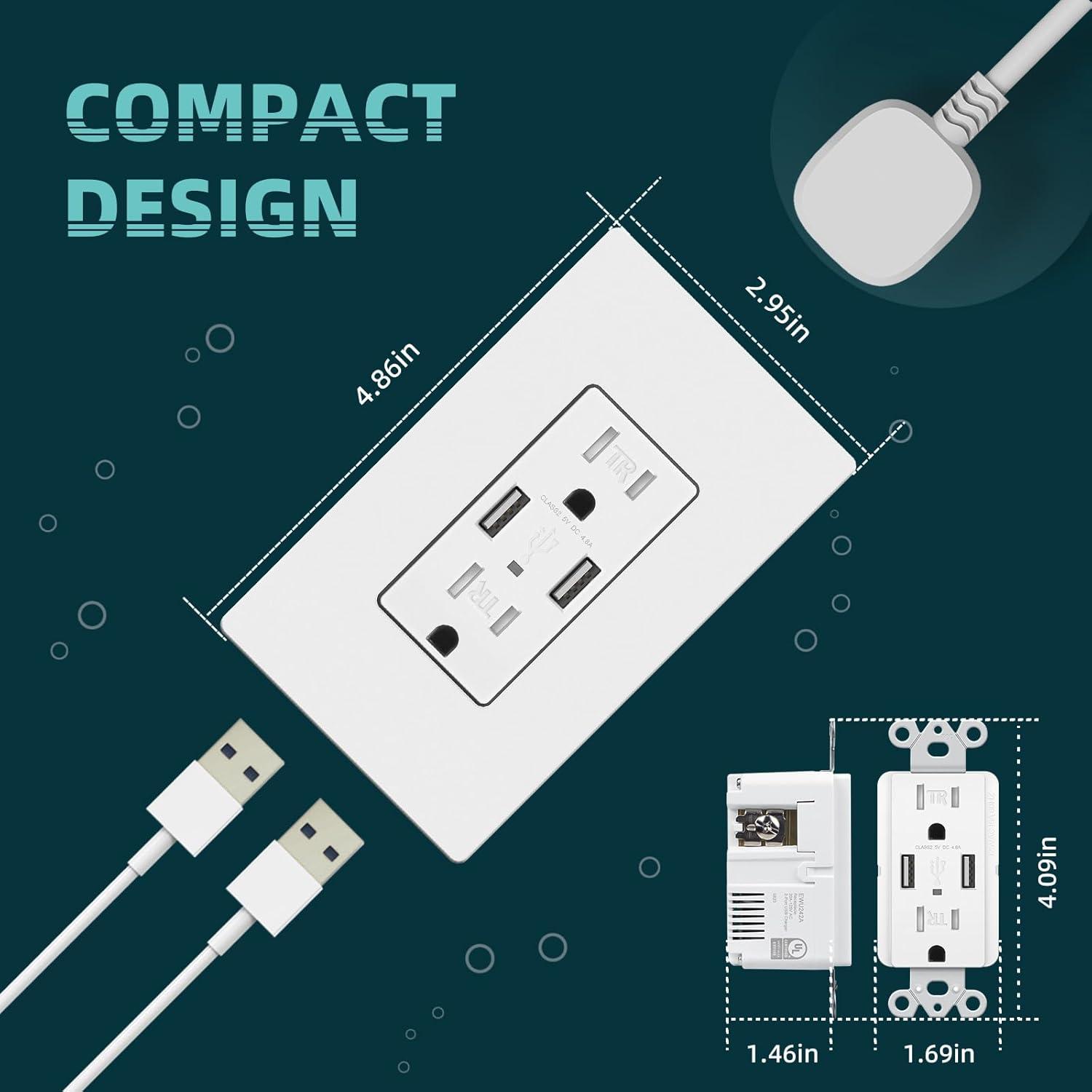 15 Tamper Resistant Duplex Outlet with USB Port