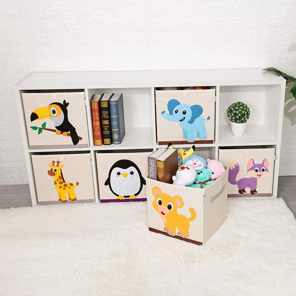 Llama Themed Beige Fabric Foldable Storage Bin for Kids