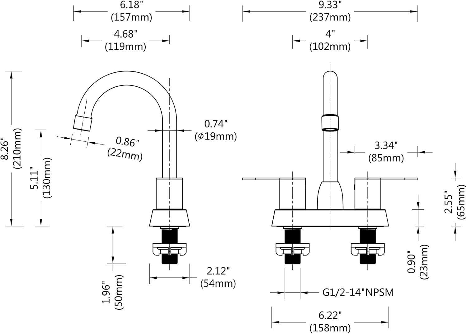 Matte Black Stainless Steel Double Handle High Arc Bathroom Faucet