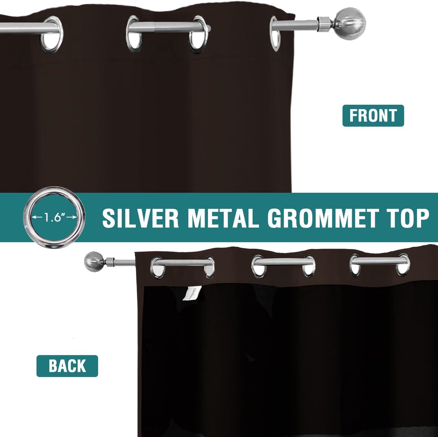 ChrisDowa Grommet Blackout Curtains for Bedroom and Living Room - 2 Panels Set Thermal Insulated Room Darkening Curtains (Black, 42 x 63 Inch)