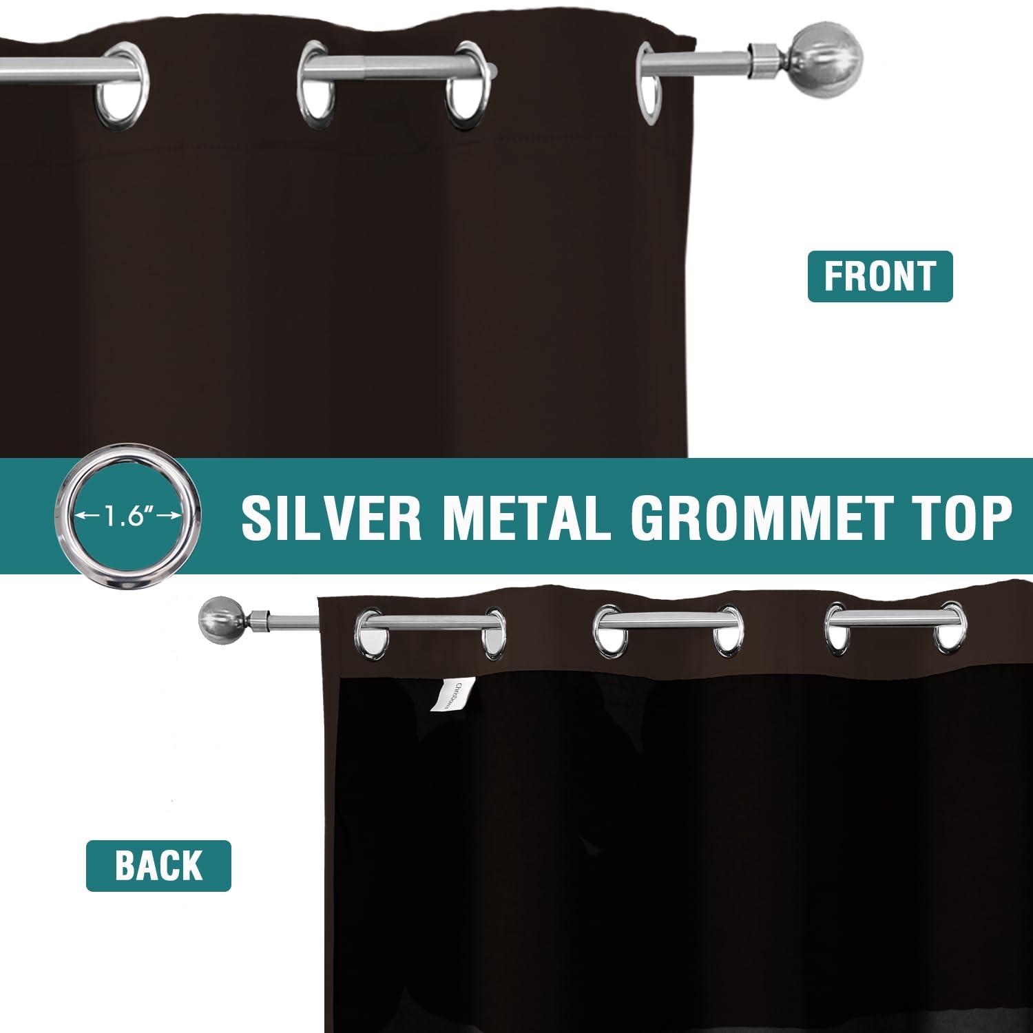 ChrisDowa Grommet Blackout Curtains for Bedroom and Living Room - 2 Panels Set Thermal Insulated Room Darkening Curtains (Black, 42 x 63 Inch)