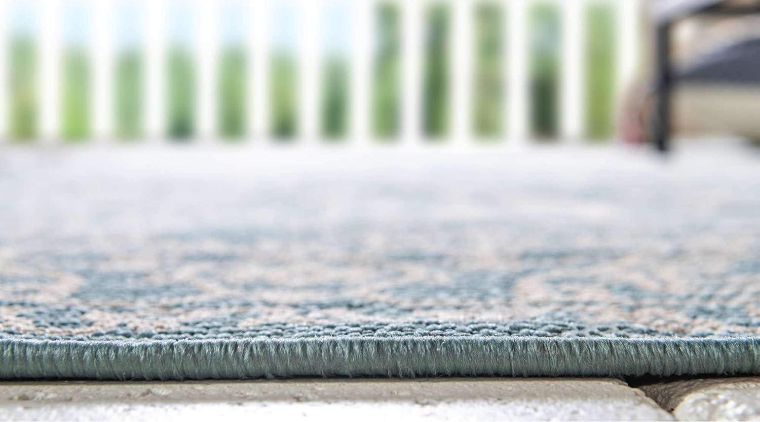 Unique Loom Outdoor Botanical Collection Area Rug - Allover (2'  x 3' 1" Rectangle Light Blue/Beige)
