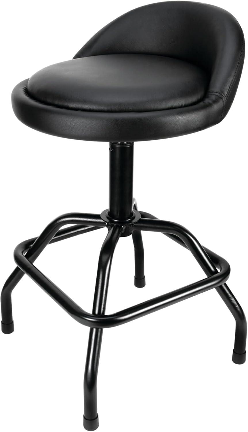 Black Adjustable Swivel Bar Stool with Steel Frame