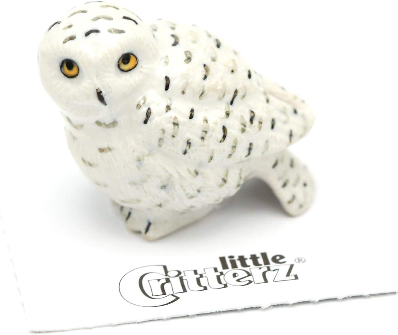 Little Critterz White Snowy Owl "Ghost" Hand-painted - Home Decor Bird Birthday Gift Decorative Figurine - Miniature Porcelain Figurine