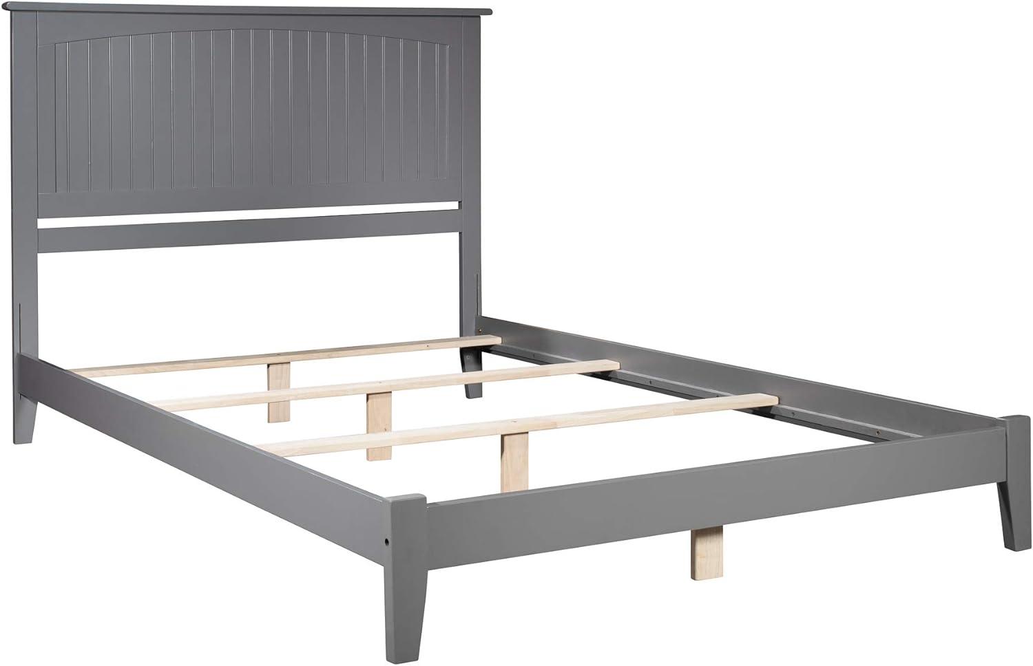 Nantucket King Wood Frame Bed with Drawer and Headboard in Grey