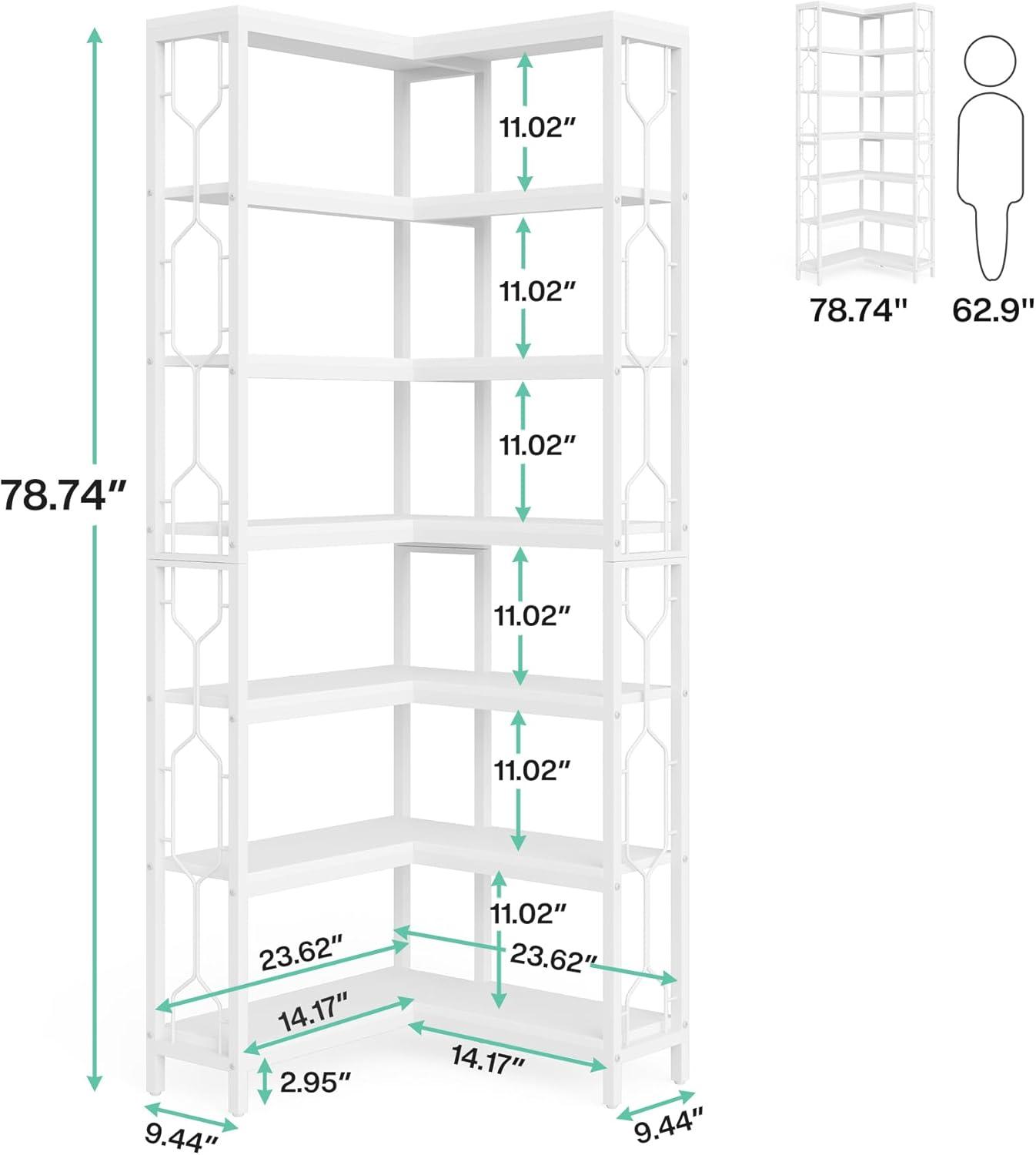 Hommoo 7-Tier Tall Corner Bookshelf