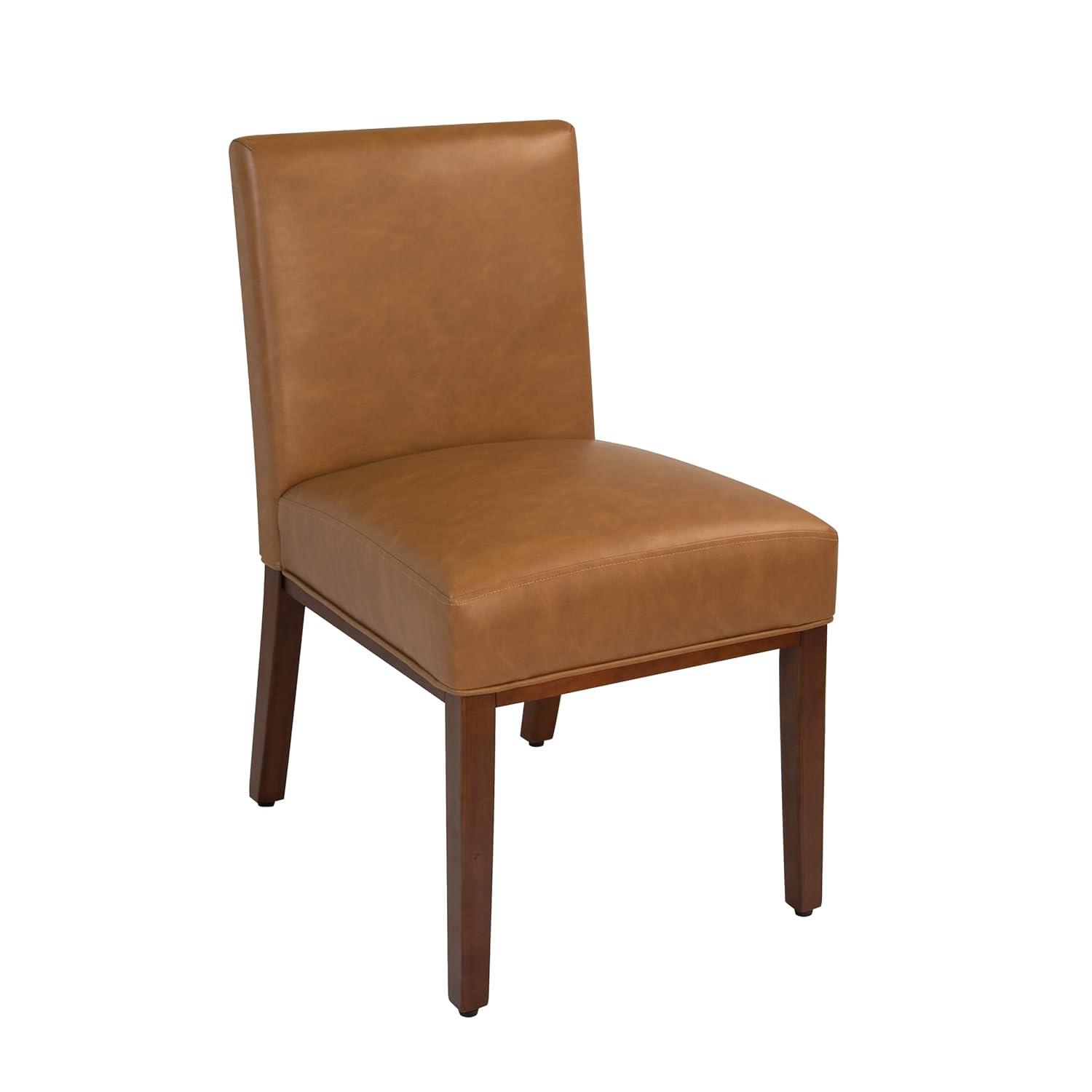Kolbe Dining Chair Carmel Faux Leather - HomePop: Espresso Legs, PVC Upholstery, Spot Clean