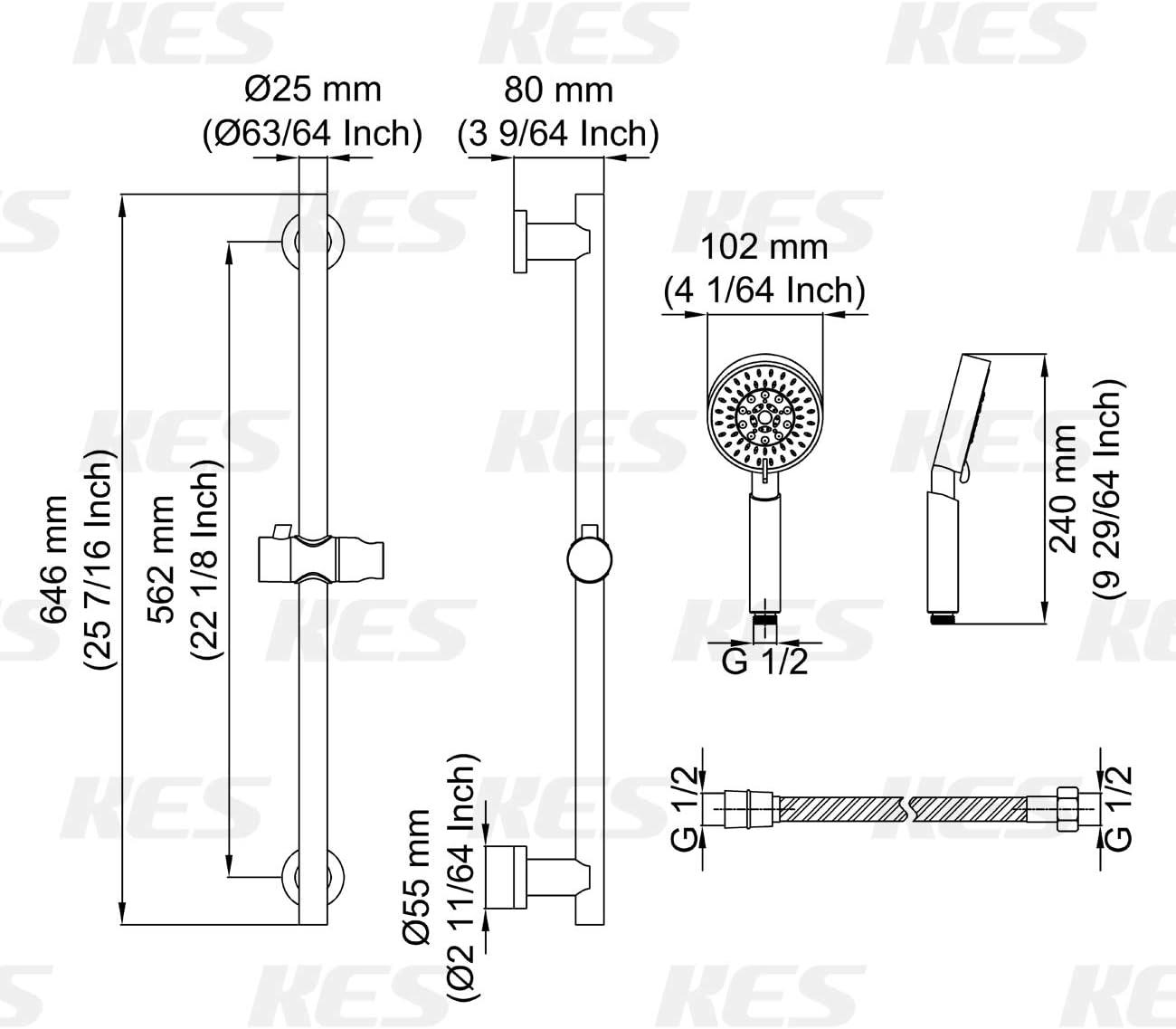 5-Spray Multifunction Deluxe Wall Bar Shower Kit with Hand Shower in Polished Chrome