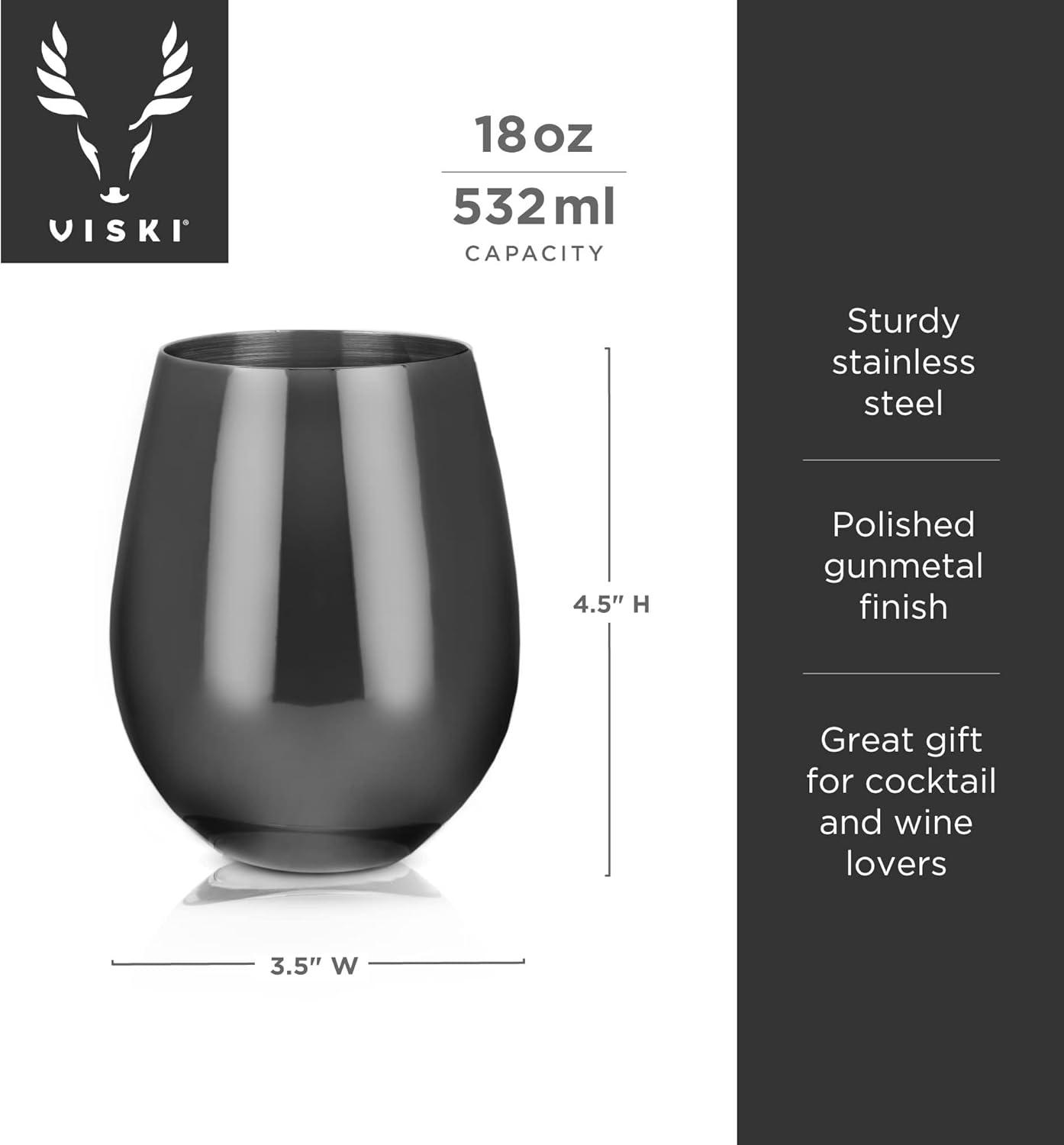 Warren Stainless Steel Stemless Wine Glasses in Gunmetal