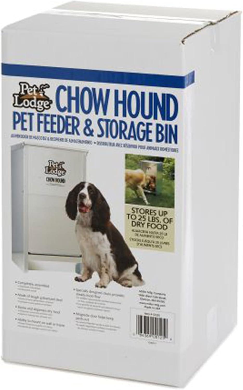 Pet Lodge Dry Food Automatic Steel Dog Feeder Chow Hound 25 Pound Capacity