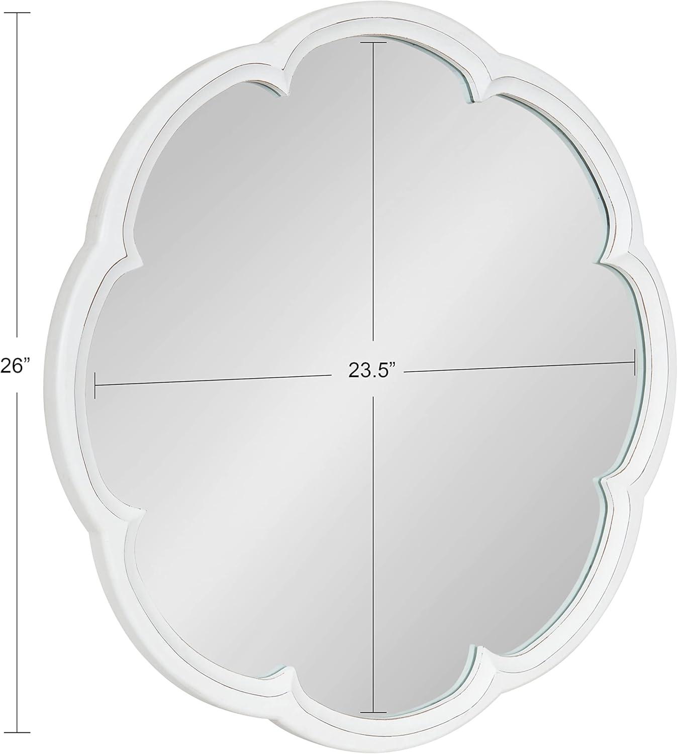 Kate and Laurel Maren Scalloped Wall Mirror, 26" Diameter, White