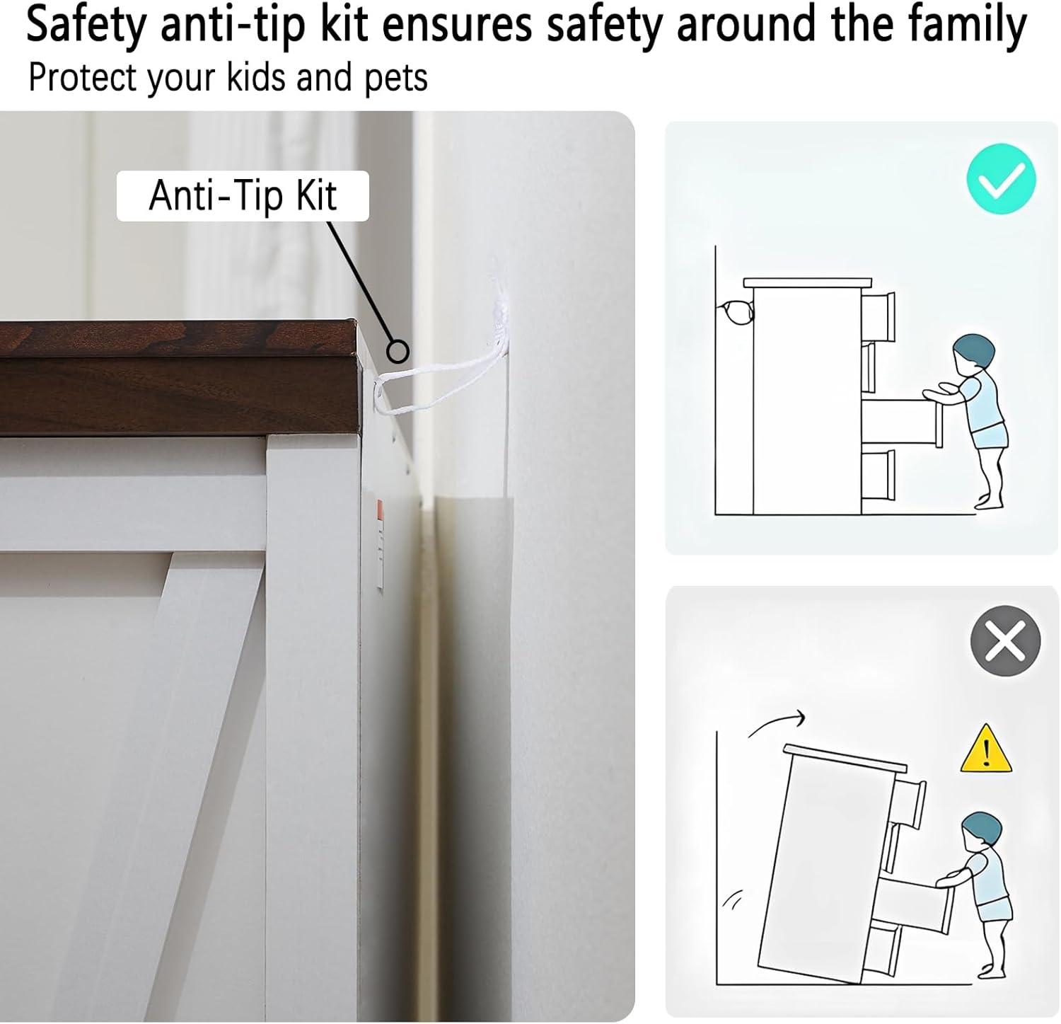 LDTTCUK 6 Drawer Dresser, Farmhouse Dresser Chest of Drawer for Bedroom, 48 Inch Tall Dresser, Wood Storage Chest of Drawers Storage Cabinet for Living Room, Entryway, Hallway, White
