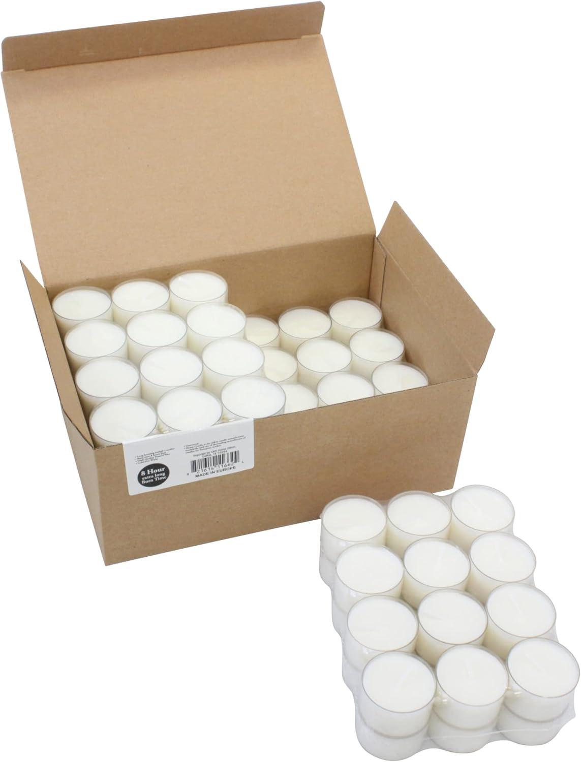 Sustainable Palm Wax White Tealight Candles, 96 Pack