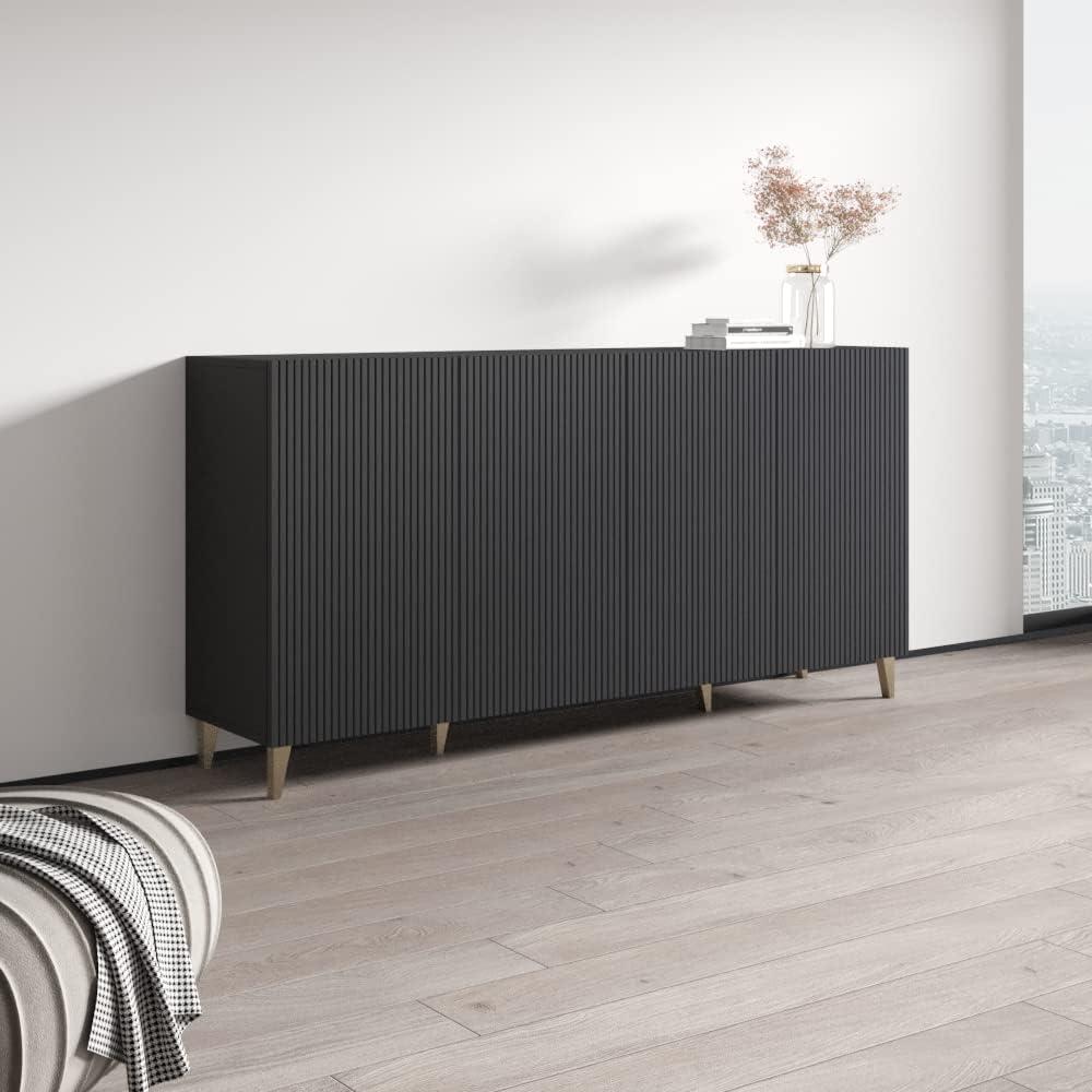 Pafos 75'' Black Matte Contemporary Sideboard