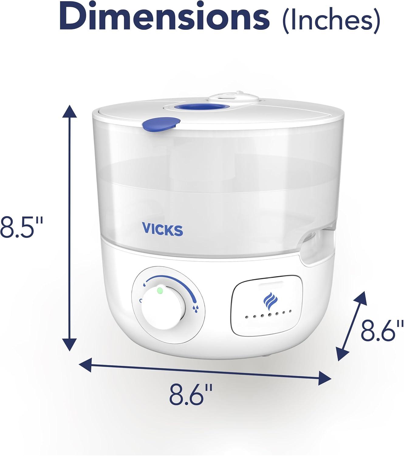 Vicks EasyCare + Top Fill Ultrasonic Cool Mist Humidifier, 400 sq ft, White, VUL585
