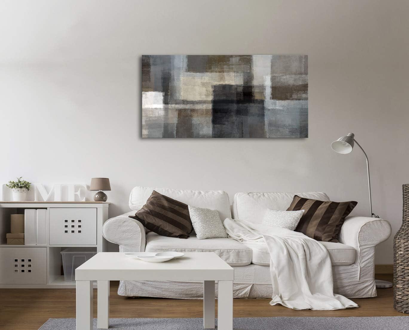 Abstract Gray and Brown Canvas Print Wall Art, 20x40 Inch