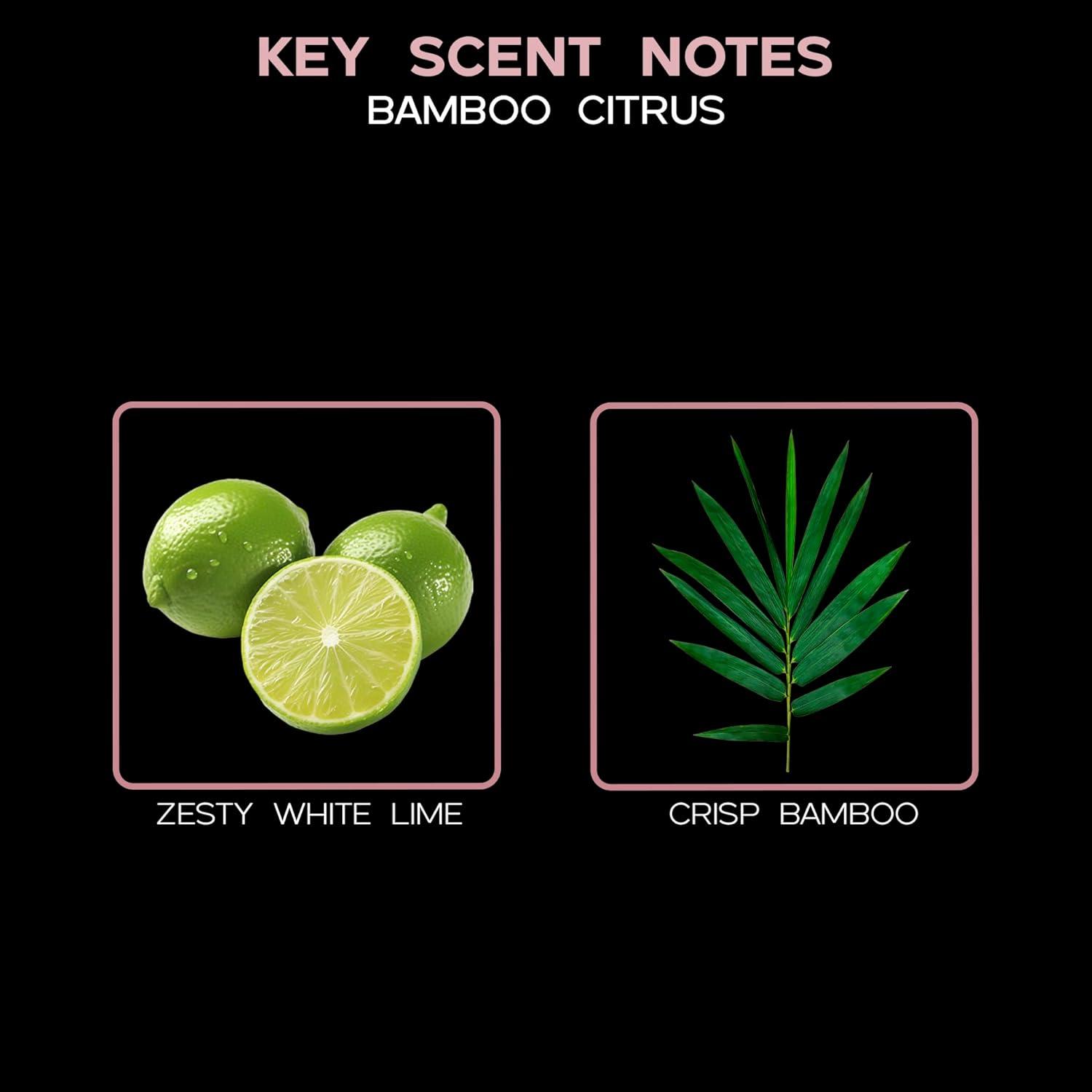 LOVSPA Bamboo Citrus Reed Diffuser Set Zesty White Lime & Crisp Bamboo - Tart Citrus Scent for The Kitchen or Bathroom - Makes a Great Gift for New Homeowners