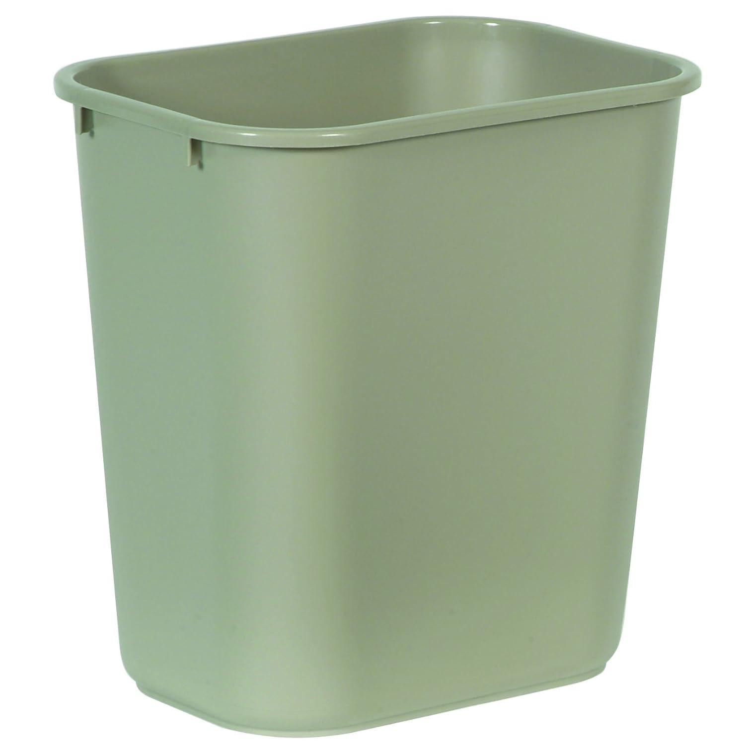 Beige 28-Quart Rectangular Plastic Office Wastebasket