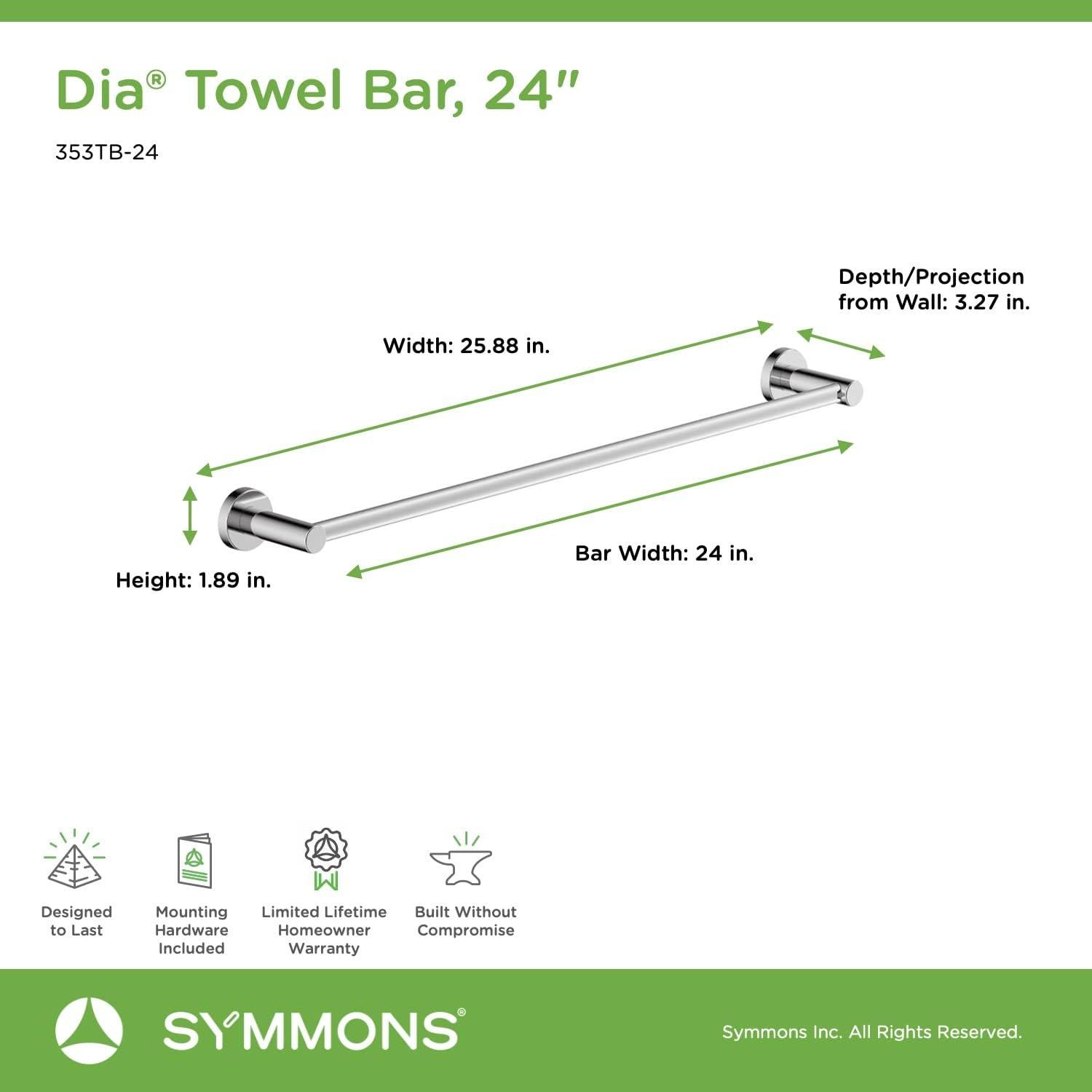 Dia 24'' Chrome Wall Mounted Towel Bar