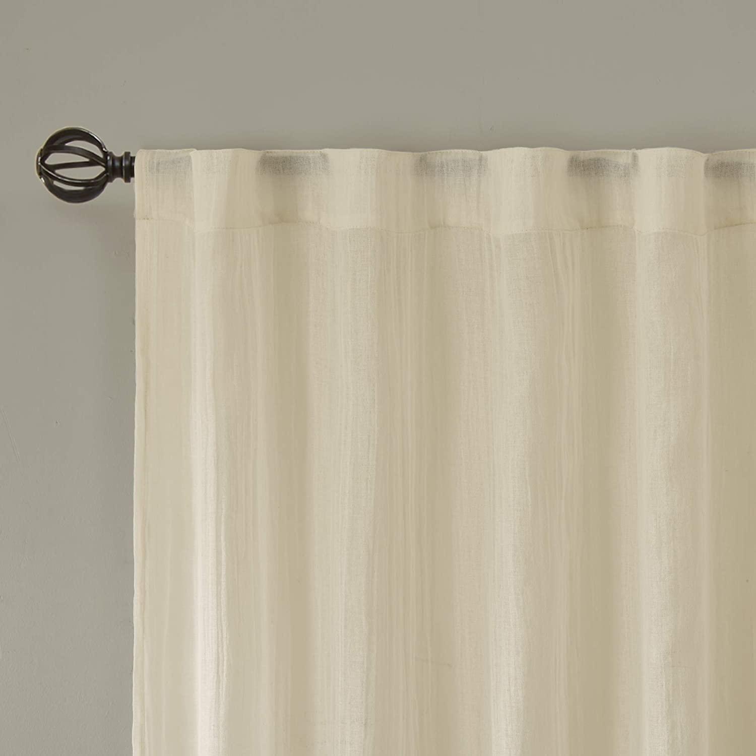 Madison Park Harper Solid Crushed Curtain Panel Pair (Set of 2)