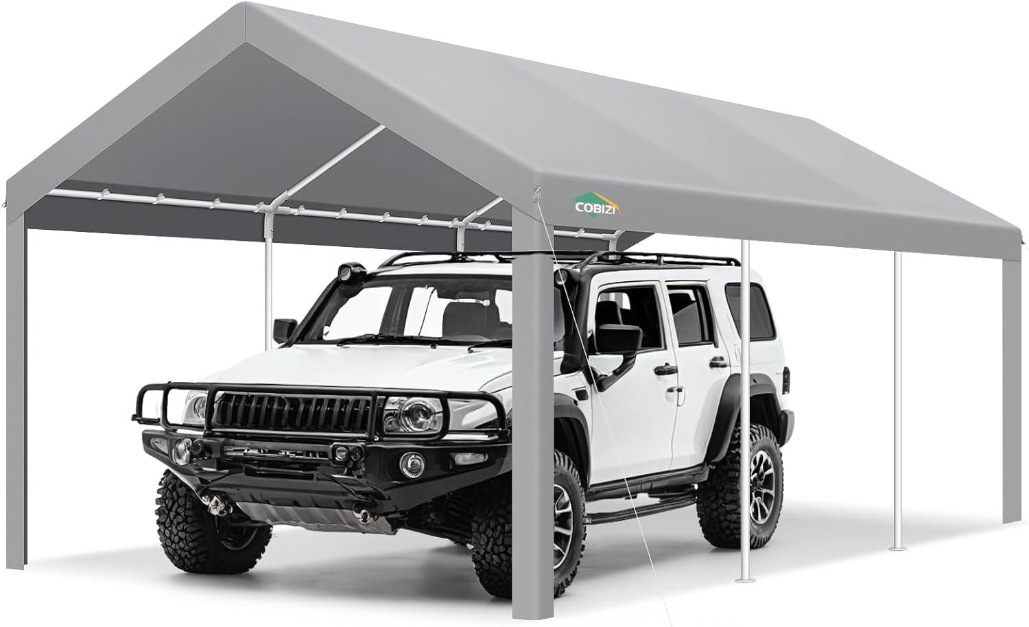 Cobizi Carport 10'x20' Heavy Duty Portable Garage, Upgraded Car Canopy