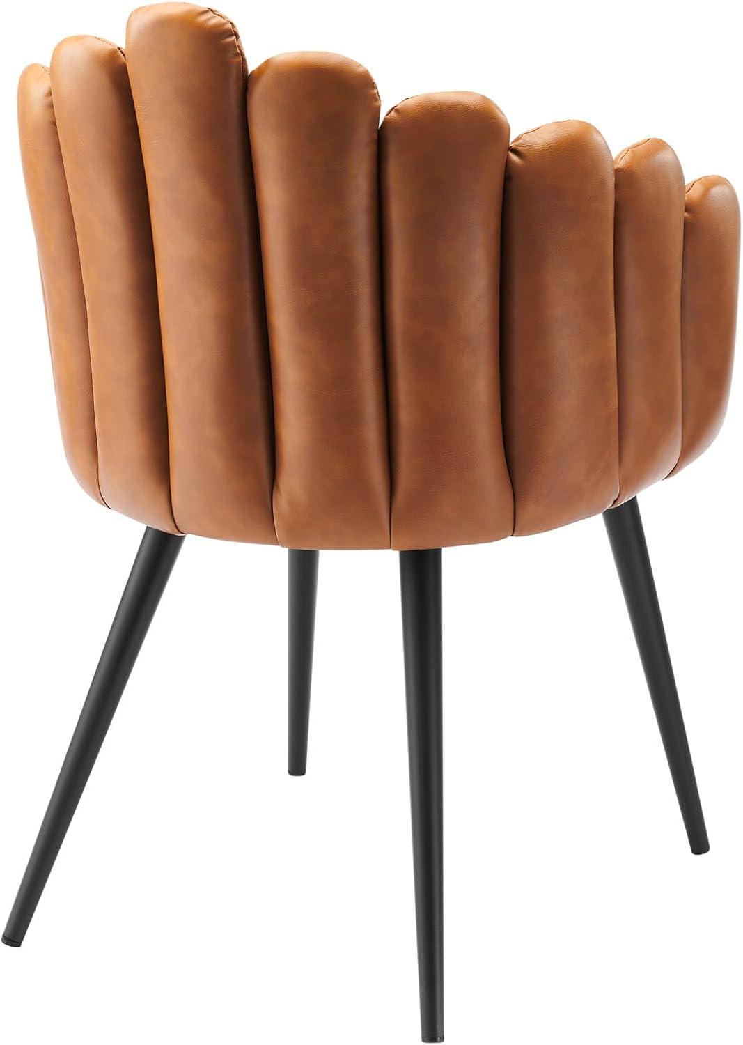 Modway Vanguard 19.5" Scalloped Back Velvet Dining Chair in Black/Charcoal