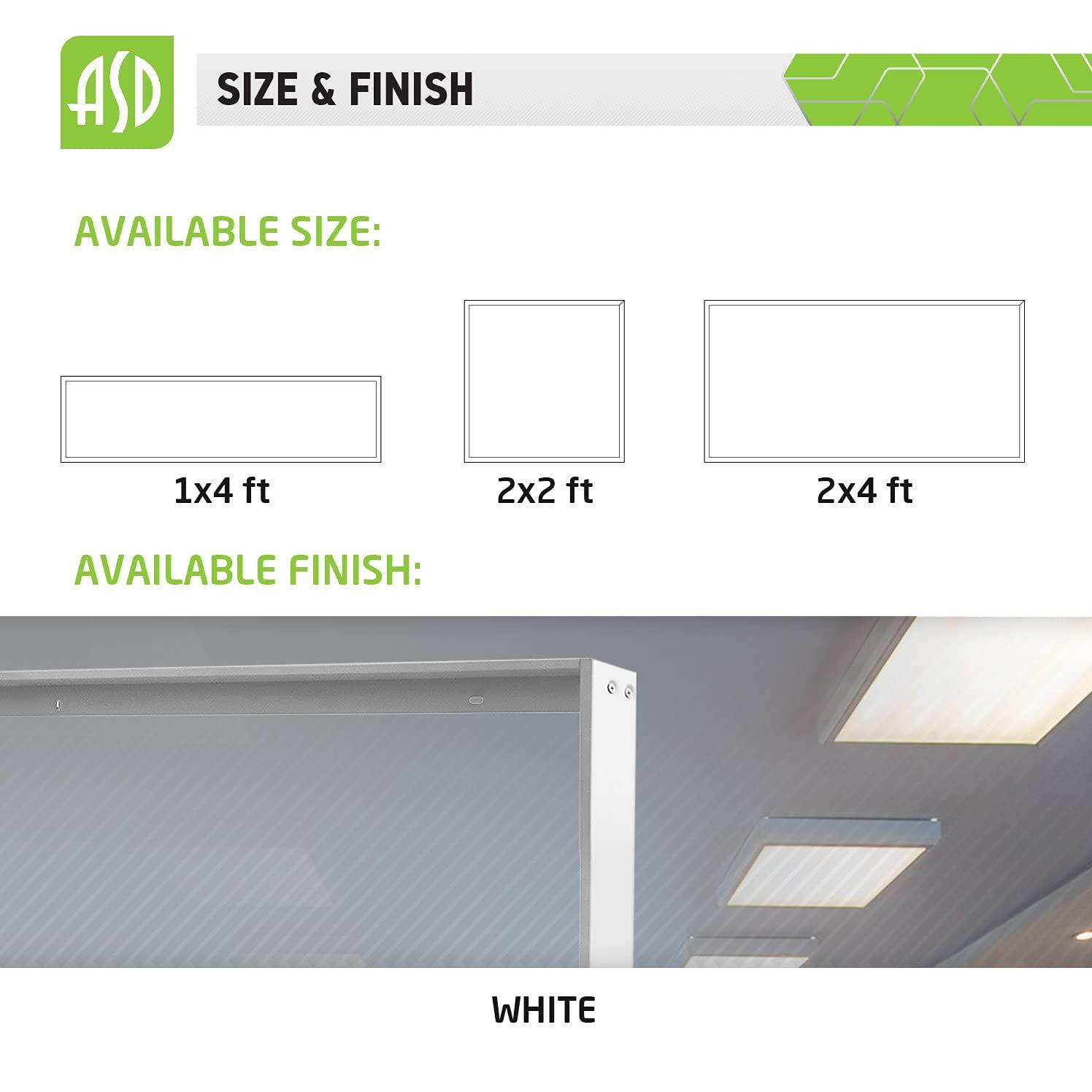 ASD 1x4 Surface Mount Frame for LED Flat Panel Light - Aluminum Surface Mounting Bracket Kit for Drop Ceiling - Low Profile Back-Lit Panels Mount Kit, White