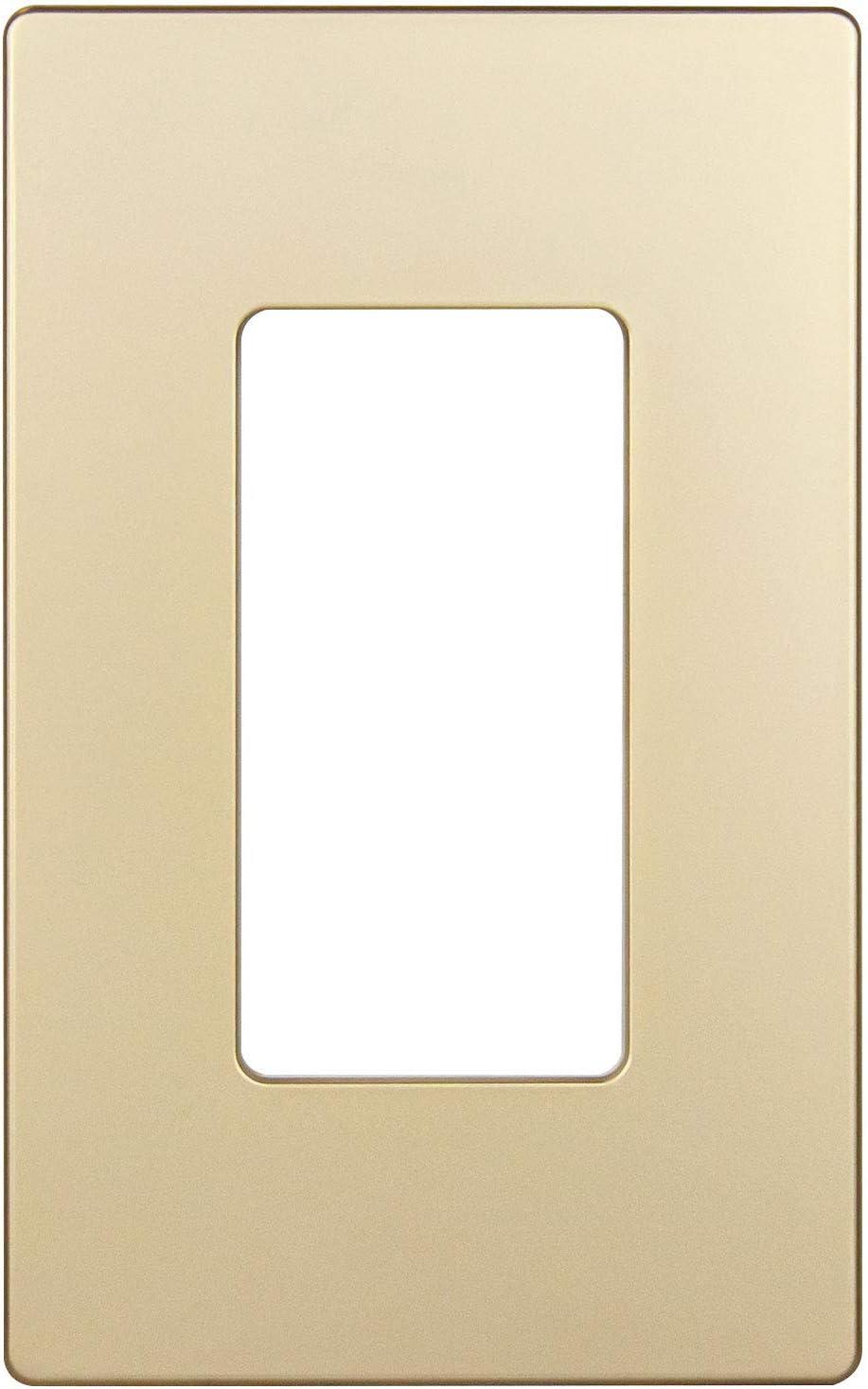 ENERLITES Elite Series Screwless Decorator Wall Plate, Child Safe Outlet Cover, Gloss Finish, Standard Size 1-Gang, Unbreakable Polycarbonate Thermoplastic, Gold