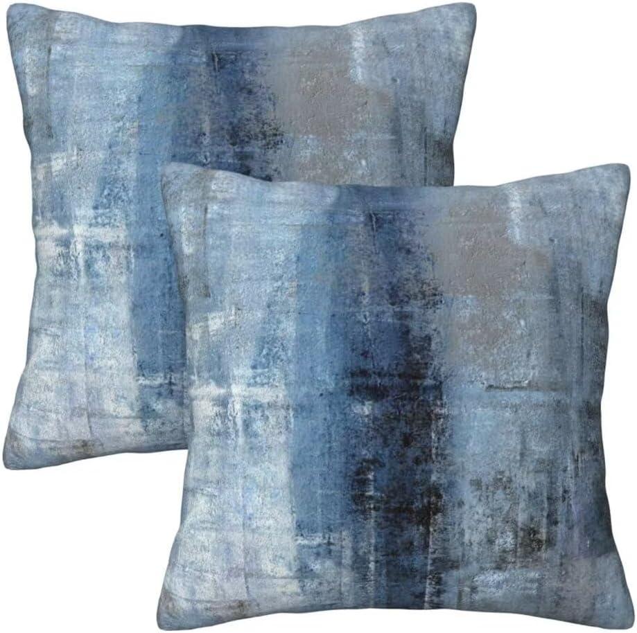 Blue and Gray Abstract Art Polyester Euro Pillowcase Set