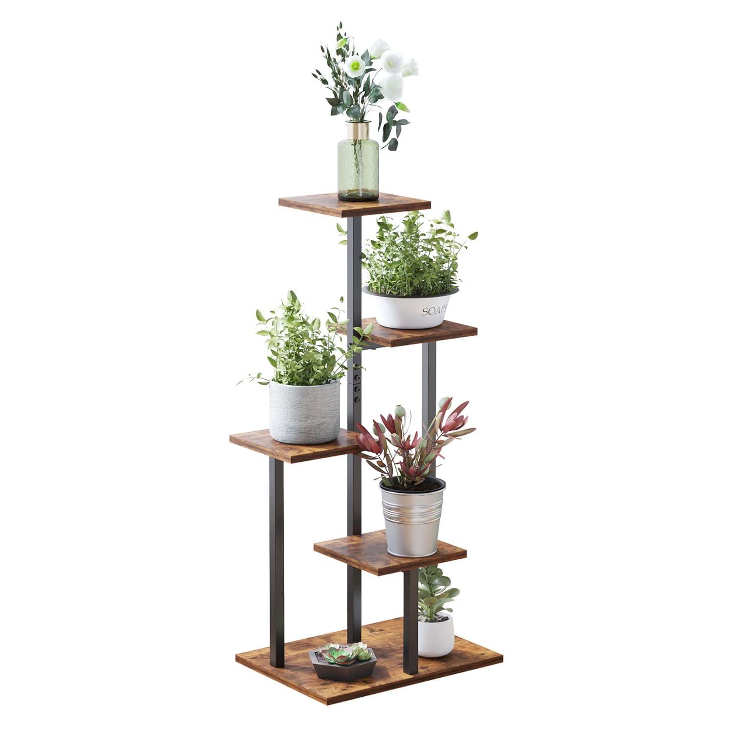 4 Tier Plant Stand Indoor, Tiered Plant Stands for Indoor Plants Multiple, Corner Flower Stand for Living Room, Multi-Layer Vintage Design Plant Shelf