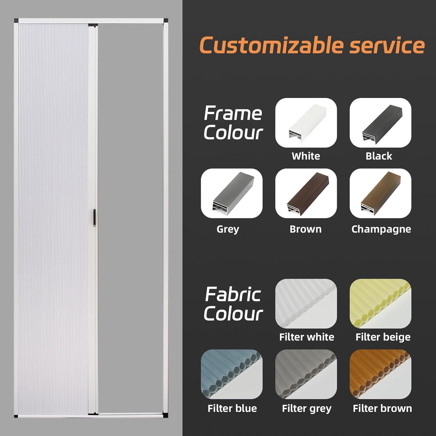 No-Drilling Interior Accordion Door, Retractable Folding Door with Aluminum Frame and Cellular Fabric, Waterproof and Heat Insulation, for Bedroom, Bathroom, Kitchen, Office(Grey