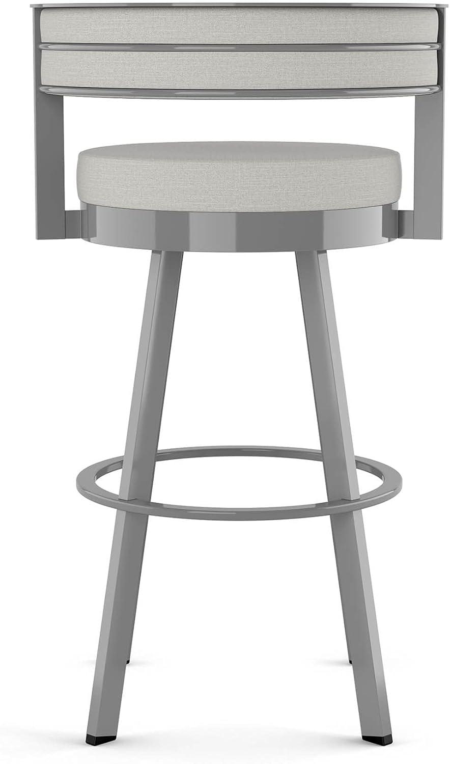 Amisco Browser Upholstered Counter Height Barstool Gray: Oval Back, Polyester, Steel Frame, 300 lbs Capacity