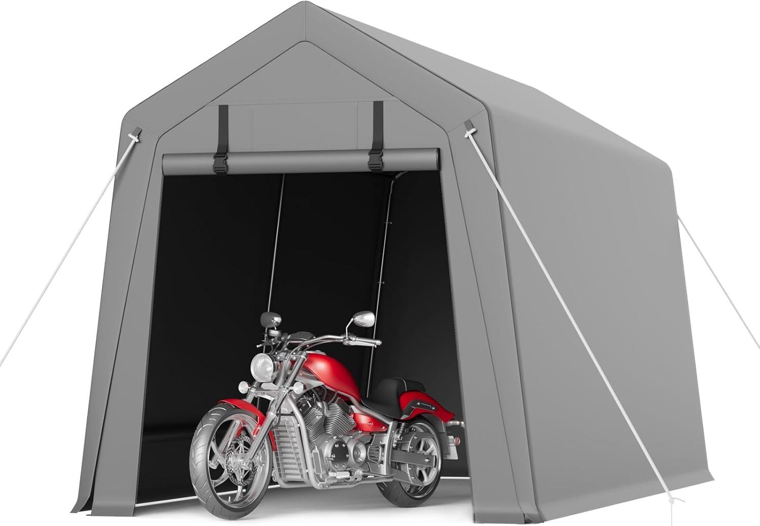 babevy Motorcycle Storage Shed, Heavy Duty Portable Tent With Rolled Zipper Door in , 84" H x 72" W x 72" D