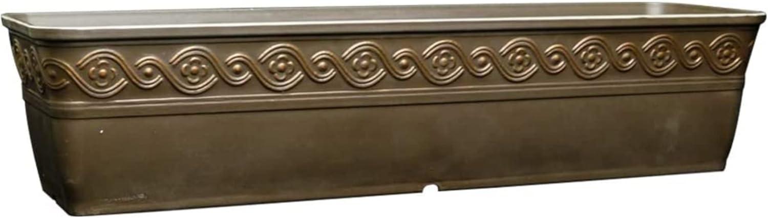 Classic Home and Garden Indoor/Outdoor Rectangle Trough Corinthian Flower Pot Planter, Concrete Grey Color, 18"