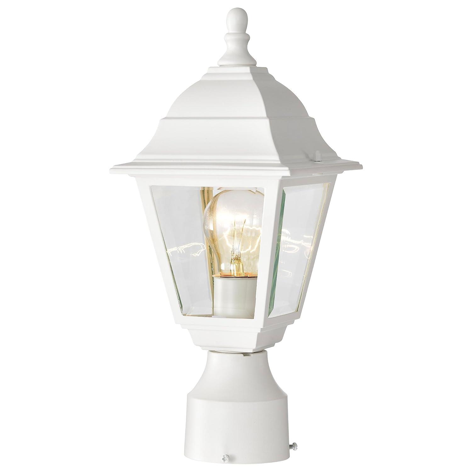 Briton Classic White Metal Outdoor Post Lantern - 14" Height