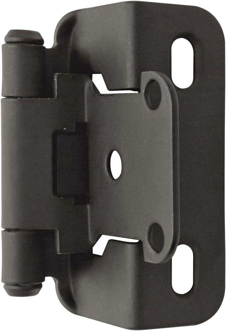 Matte Black Self-Closing Partial Wrap Cabinet Hinges, 2 Pack