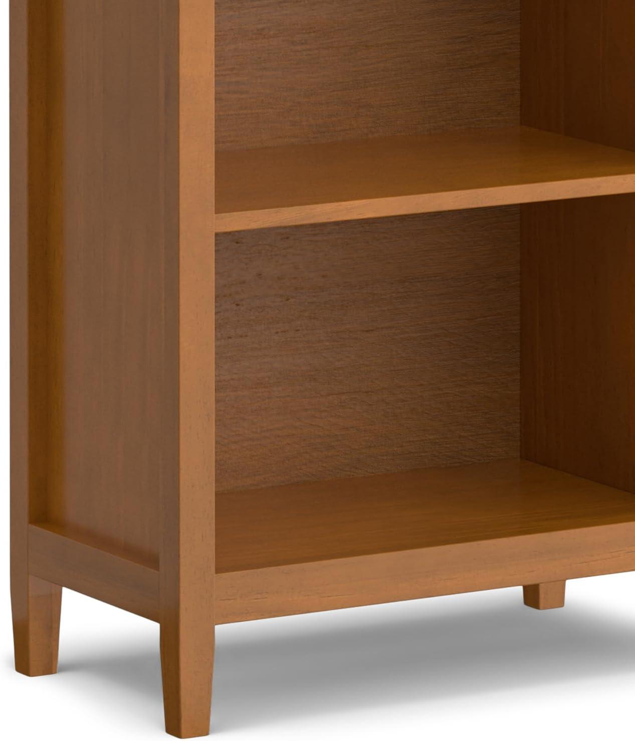 Simpli Home Warm Shaker SOLID WOOD 72 inch x 26 inch Transitional 5 Shelf Bookcase in Light Golden Brown