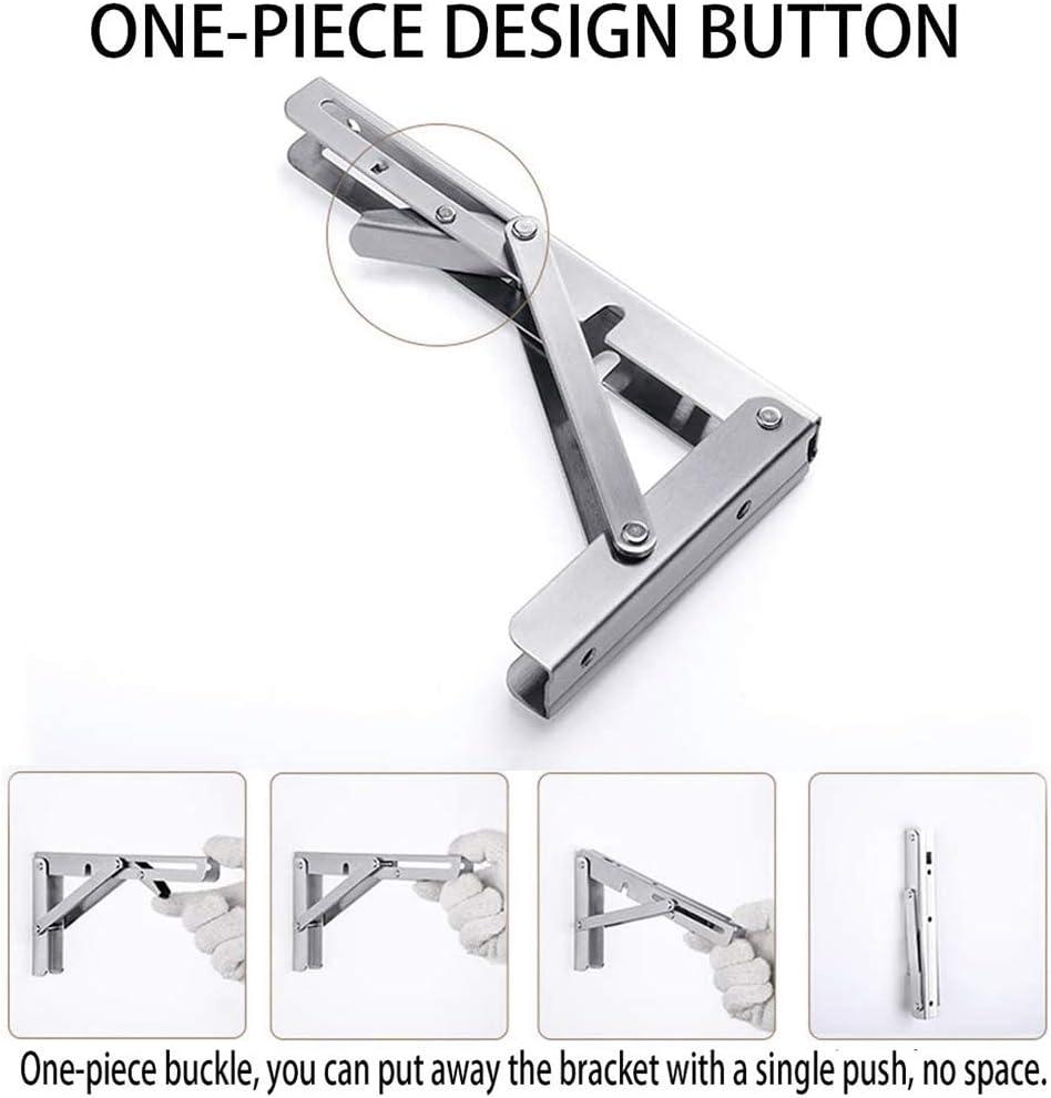 Storystore Folding Shelf Brackets - 10 Inch Heavy Duty Stainless Steel Collapsible Shelf Bracket for Bench Table, Space Saving DIY Bracket, Max Load: 550lb （2 PCS）