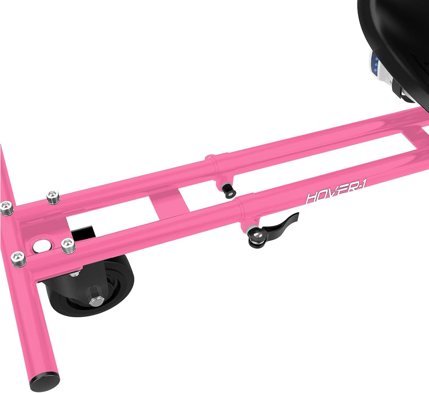 Pink Adjustable Hoverboard Go Kart Attachment with Hand-Operated Control