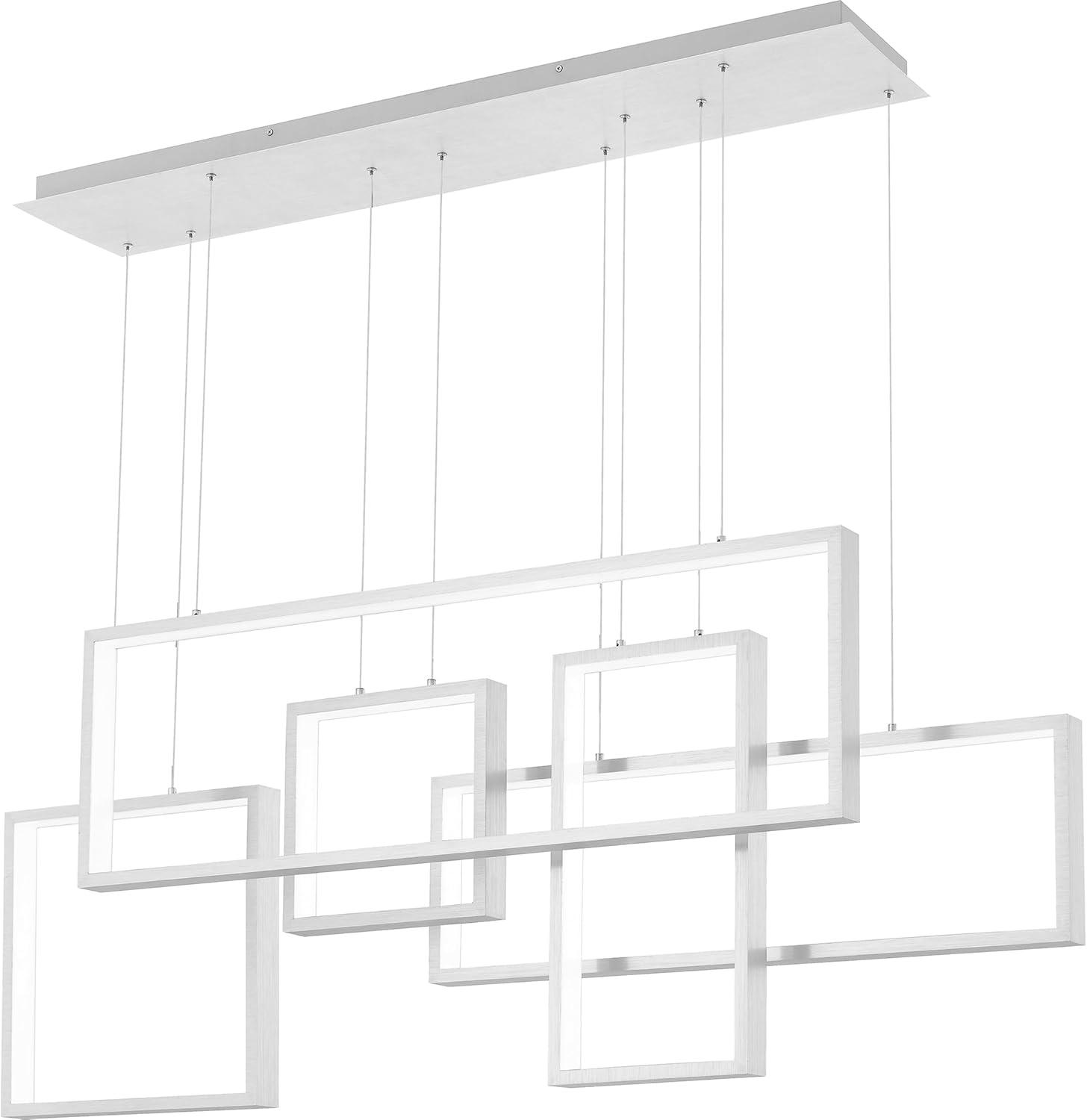 Brushed Aluminum LED Linear Chandelier with Geometric Frames