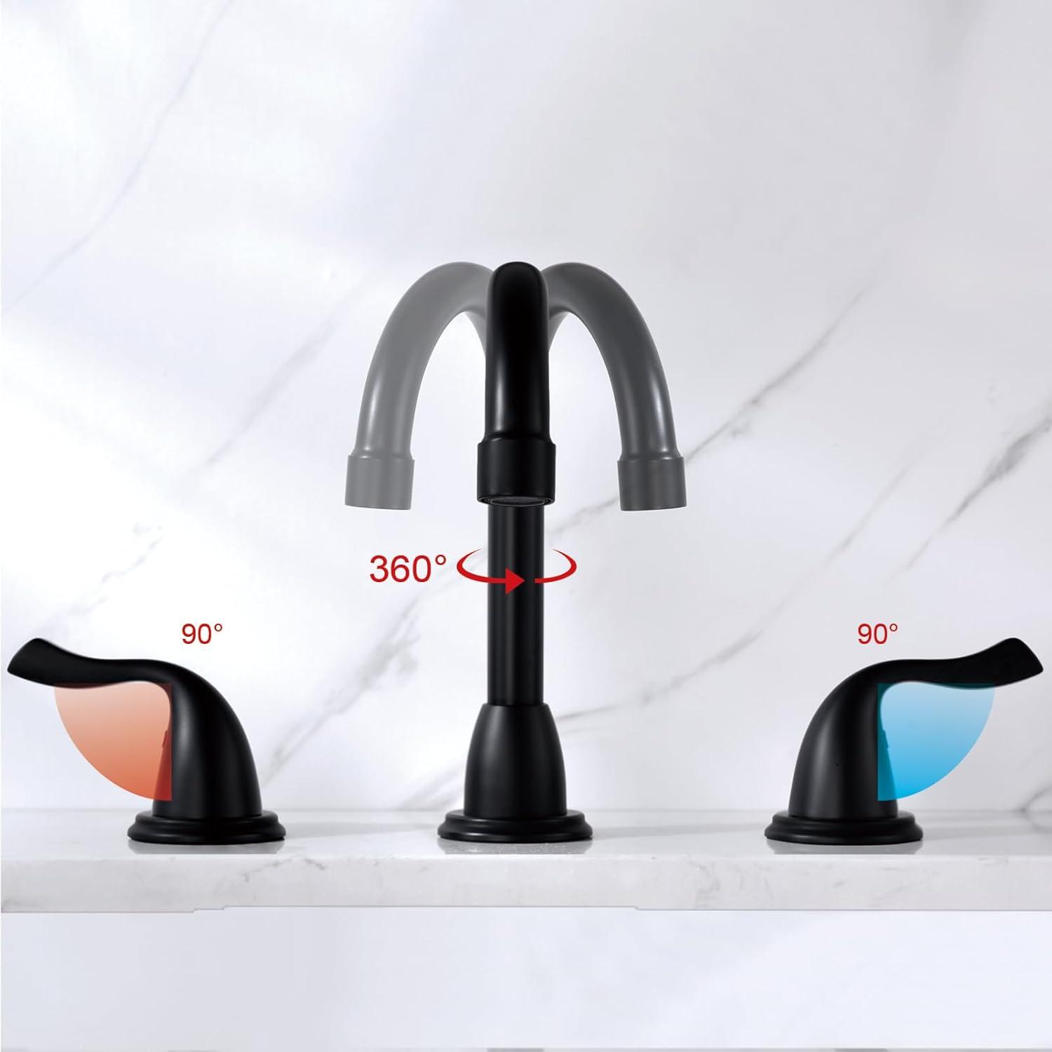 Matte Black 8-Inch Widespread Double Handle Bathroom Faucet