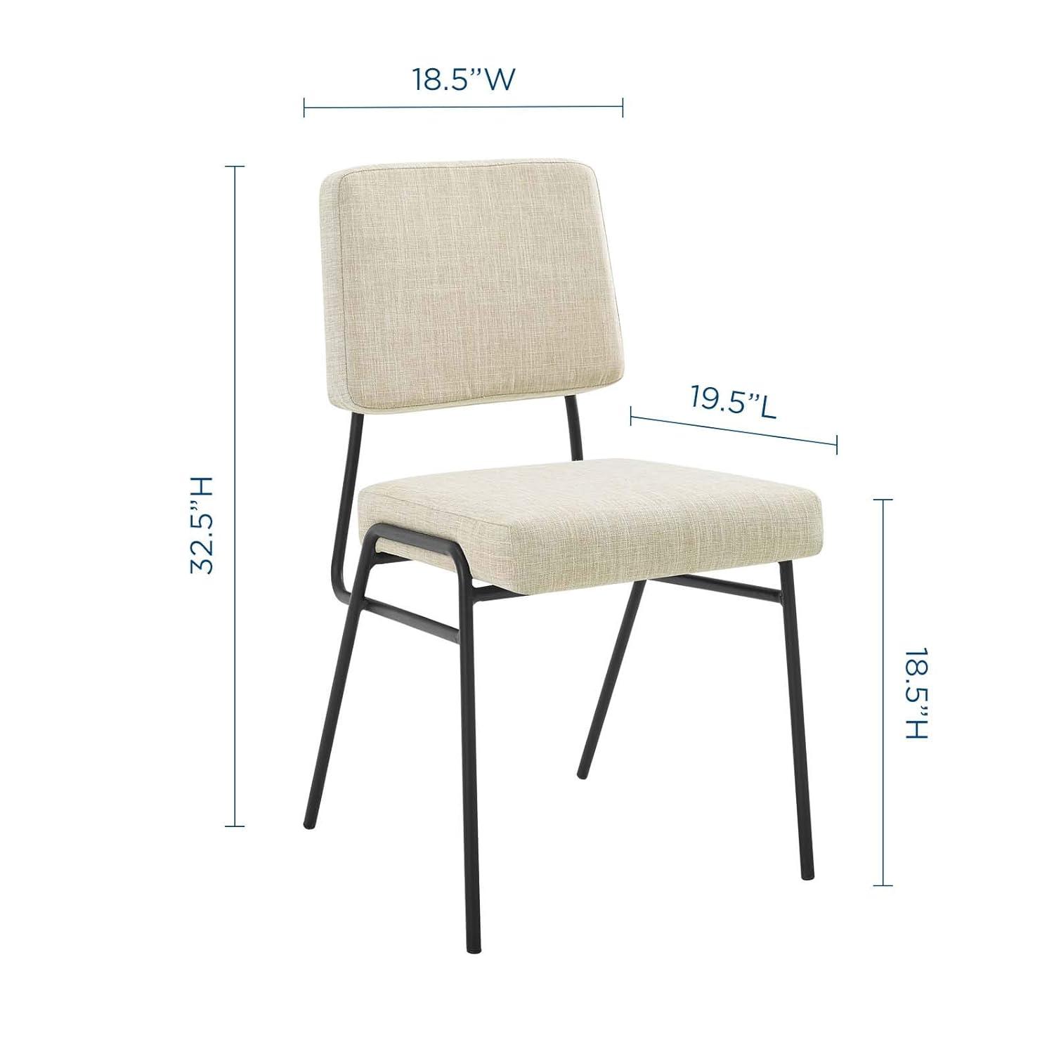 Modway Craft Dining Side Chair Upholstered Fabric Set of 2 in Black Beige