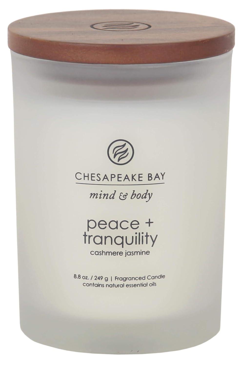 Frosted Glass Peace + Tranquility Lidded Jar Candle White 8.8oz - Mind & Body by Chesapeake Bay Candle: Soy Wax Blend with Essential Oils