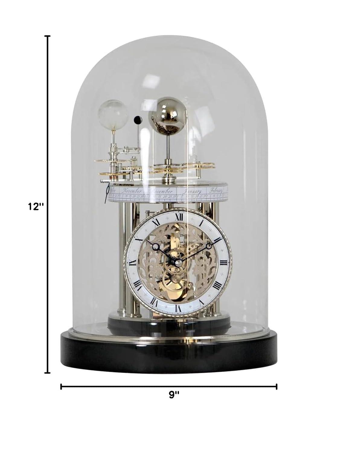 Hermle Black Forest Clocks Astrolabium Modern & Contemporary Roman Numeral Quartz Movement / Crystal Tabletop Clock in Polished Nickel