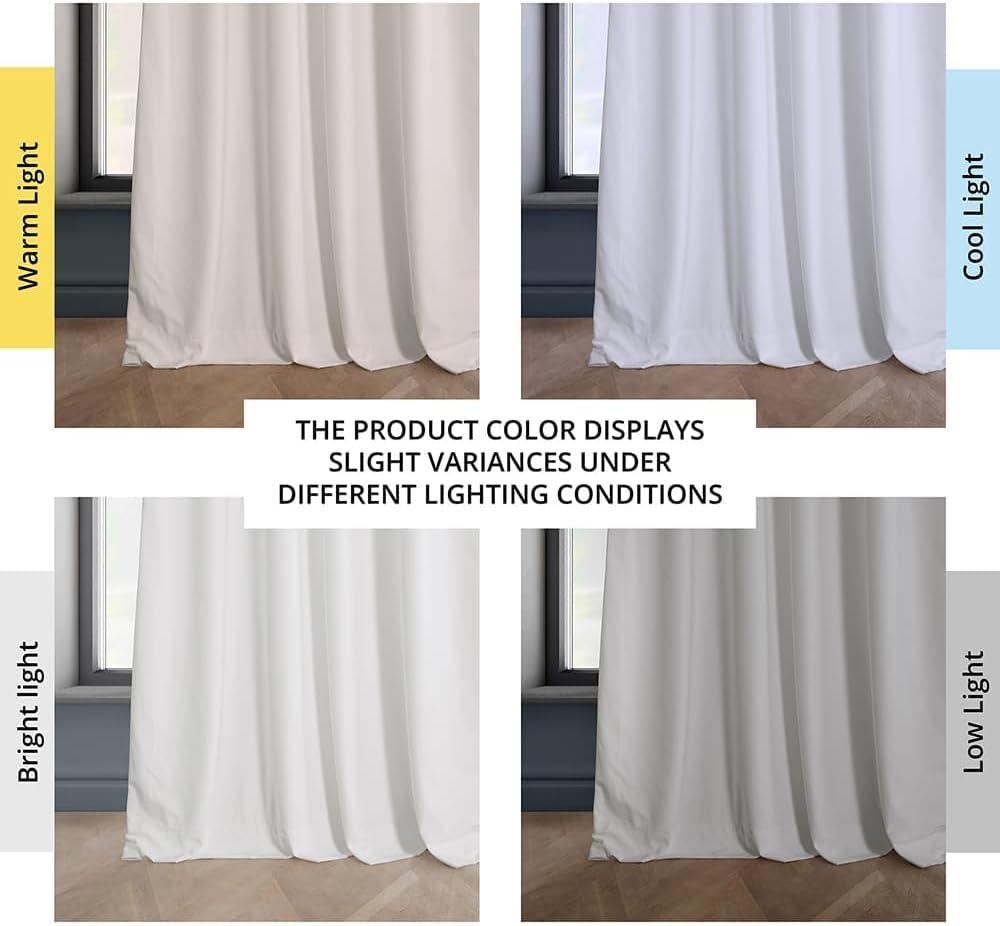 Pillow White Velvet Rod Pocket Room Darkening Curtain - 50 in. W x 108 in. L Single Panel Window Velvet Curtain