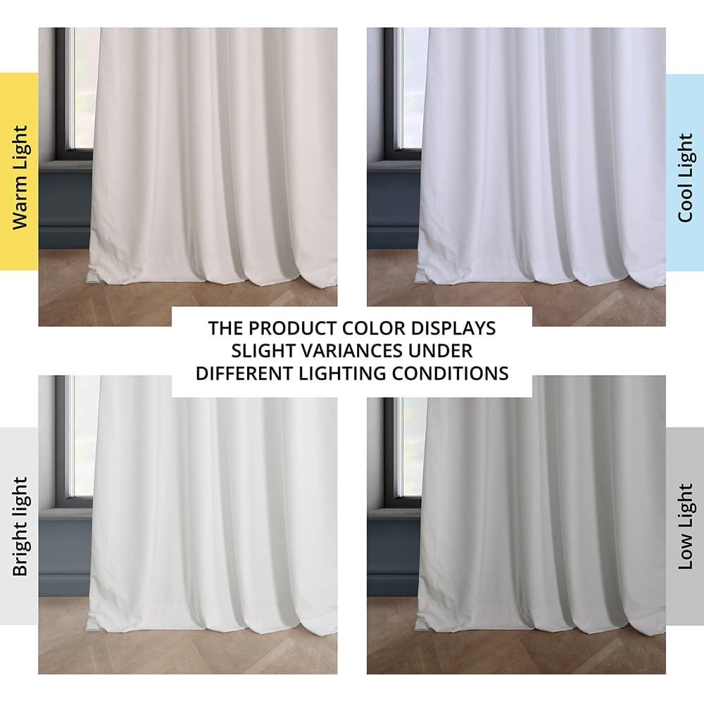 Pillow White Velvet Rod Pocket Room Darkening Curtain - 50 in. W x 108 in. L Single Panel Window Velvet Curtain